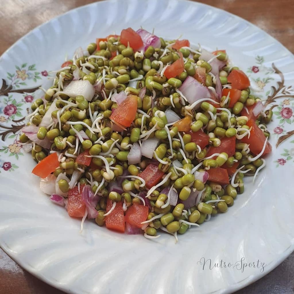 An image of moong dal sprouts salad.