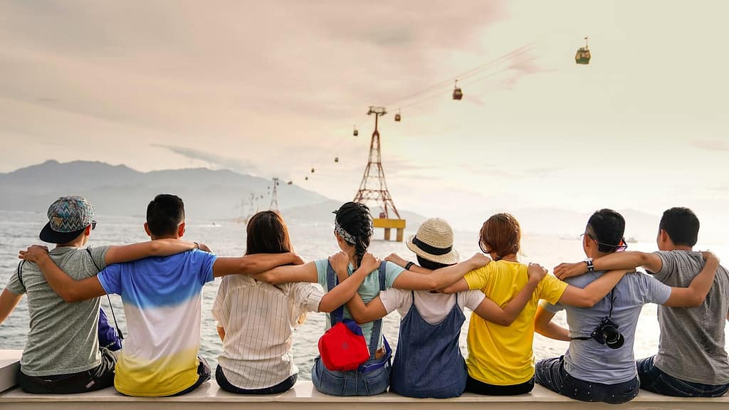 An image of friends sitting together.