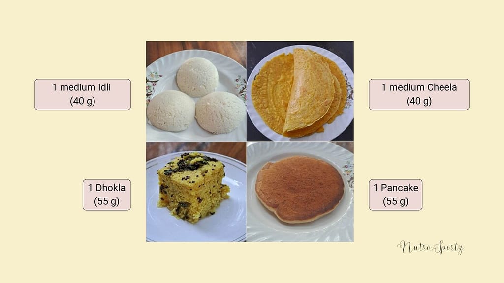 An image showing the portion size of breakfast & snacks