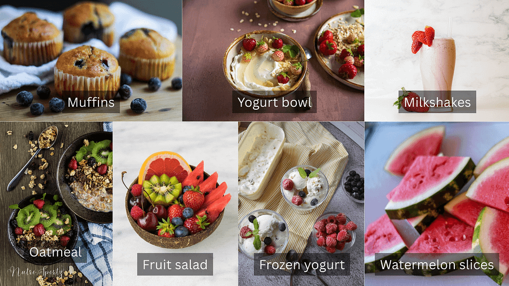A collage of fruit-based recipes.