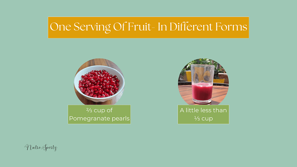 An infographic showing what one serving of fruit looks like in different forms.