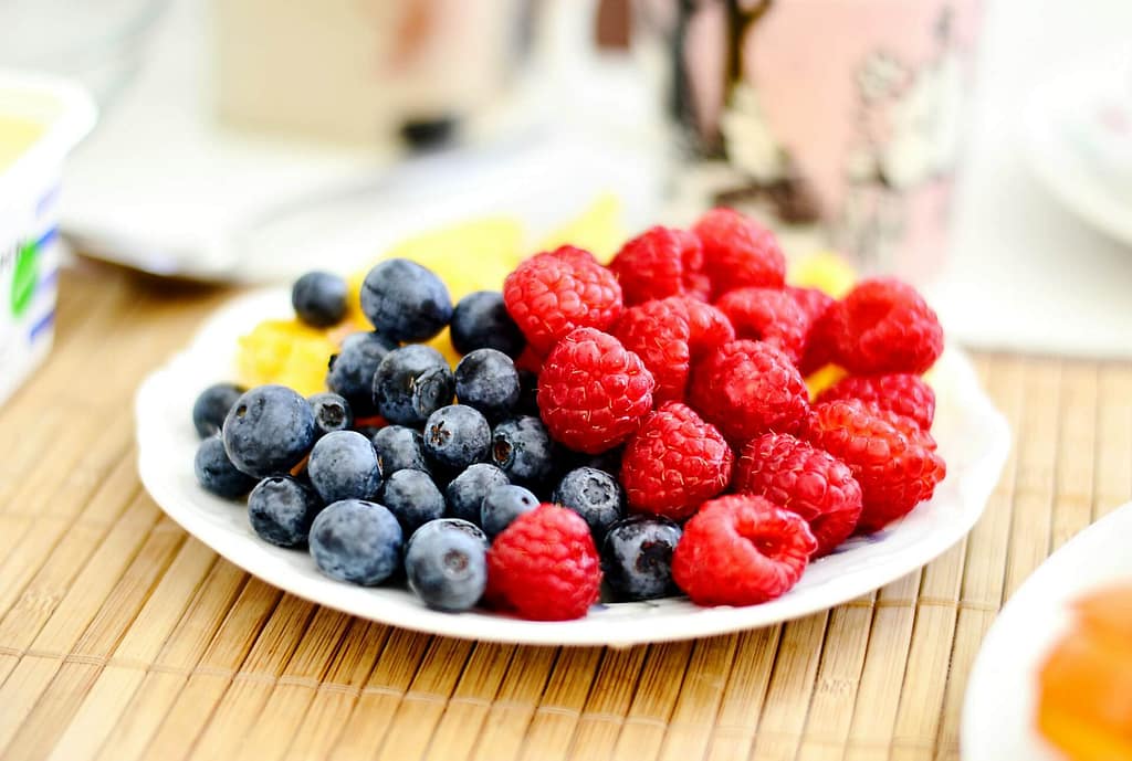 An image showing fruits on a plate.