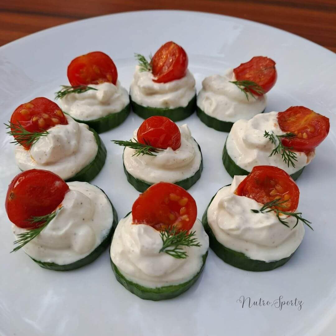 An image of Cucumber Canapés on a plate.