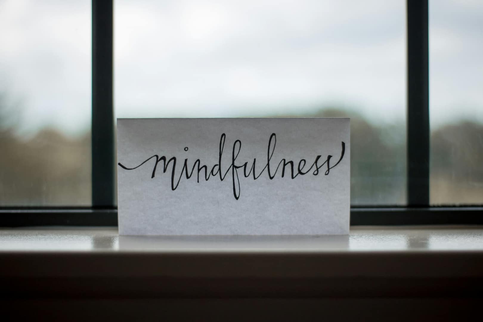 An image showing mindfulness written on paper.