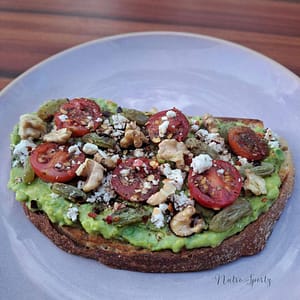An image of Avocado toast on a plate.
