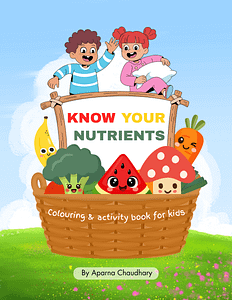 An image of a nutrition colouring book for kids.