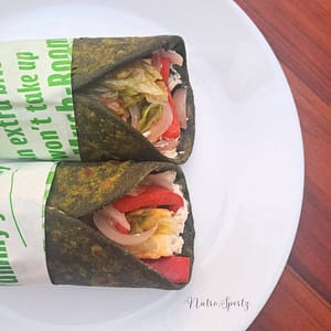 An image of high-protein green power wraps on a plate.
